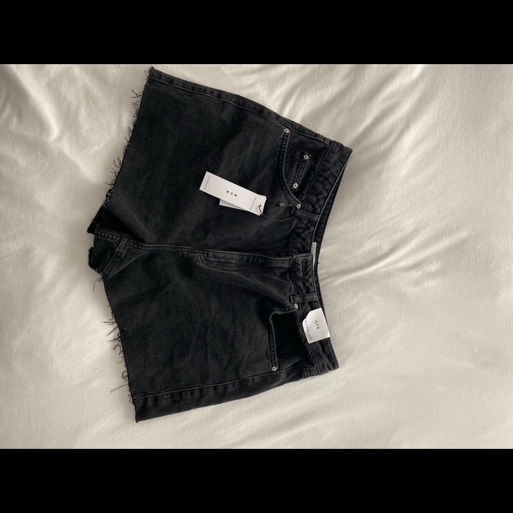 TopShop Mom Black Jean Shorts High Waisted